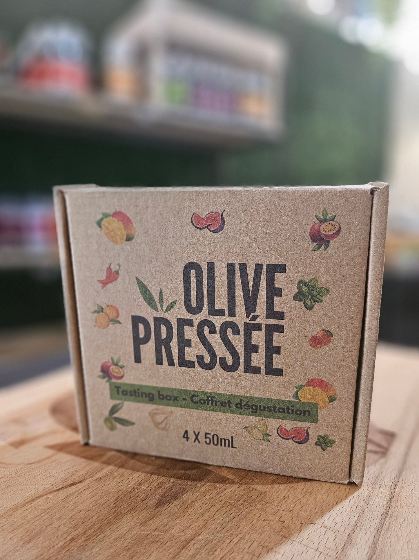 COFFRET DÉGUSTATION OLIVE PRESSÉE (CAISSE DE 5) / OLIVE PRESSÉE TASTING BOX (CASE OF 5)