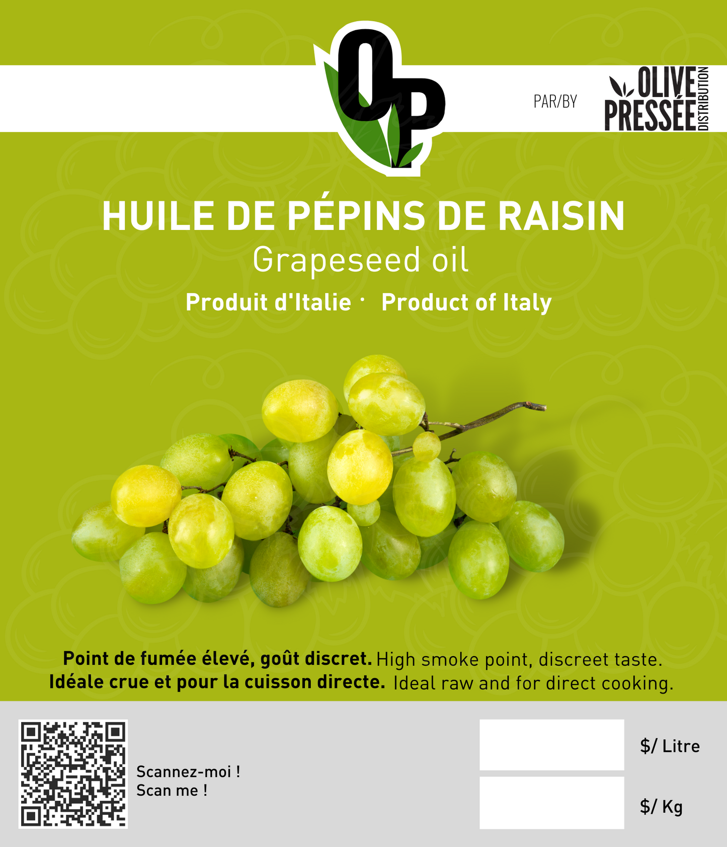 HUILE DE PÉPINS DE RAISIN OLIVE PRESSÉE / OLIVE PRESSÉE GRAPESEED OIL