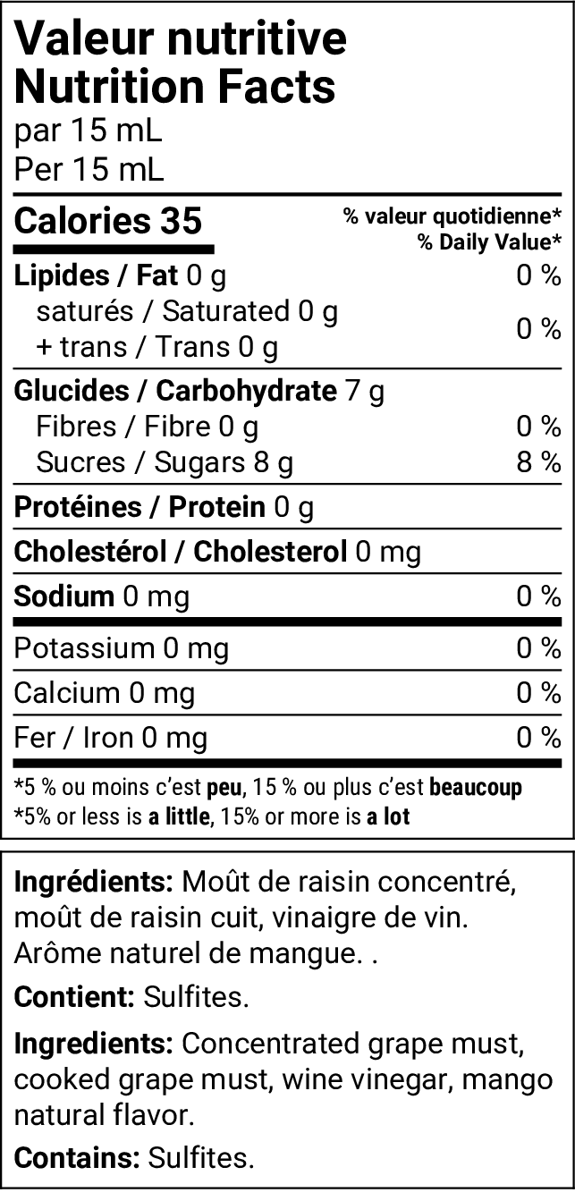 MANGUE ORANGE PASSION 250ML - Vinaigre balsamique blanc.