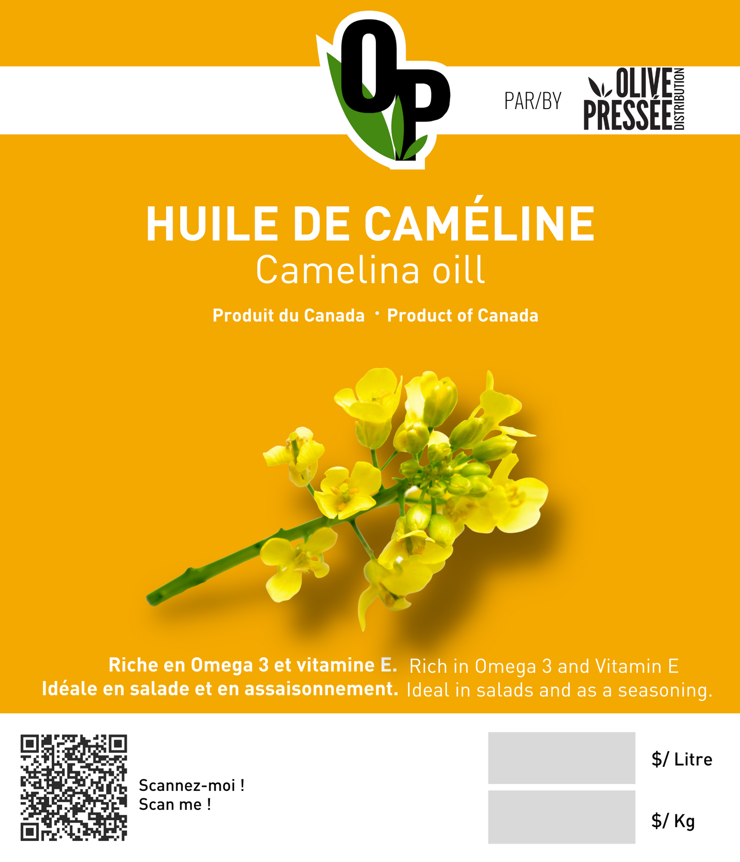 HUILE DE CAMÉLINE BIOLOGIQUE  / ORGANIC CAMELINA OIL