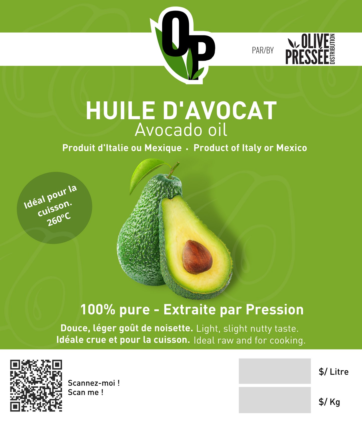 HUILE D'AVOCAT OLIVE PRESSÉE / OLIVE PRESSÉE AVOCADO OIL