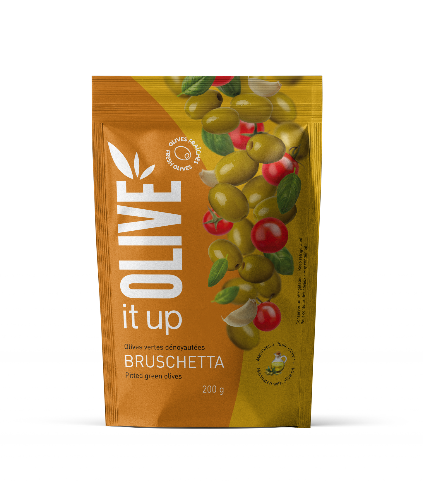 **MAINTENANT DISPONIBLE **Olives marinées Olive It Up 200g - Caisse  mixte de 25