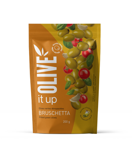 **MAINTENANT DISPONIBLE **Olives marinées Olive It Up 200g - Caisse  mixte de 25