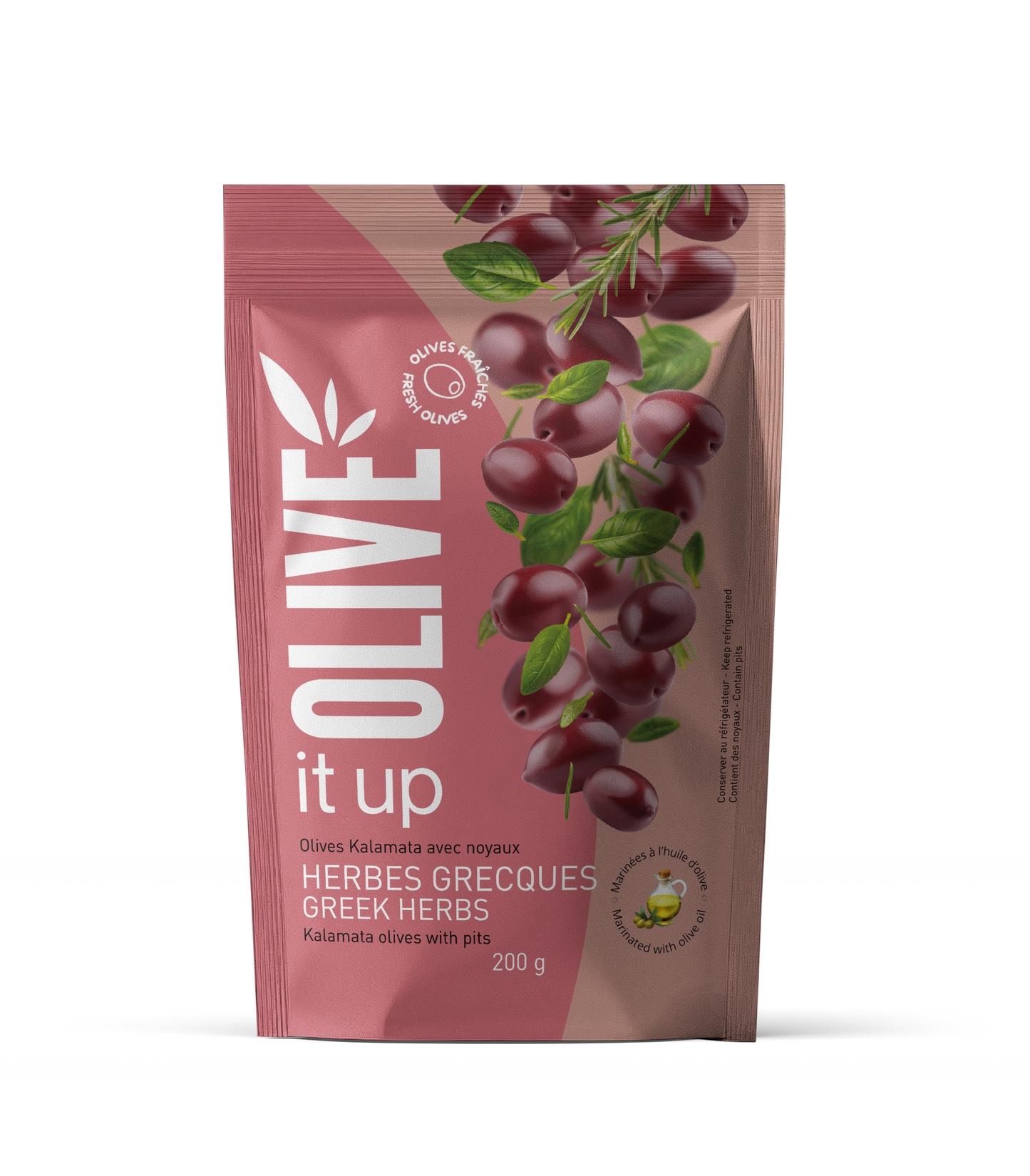 **MAINTENANT DISPONIBLE **Olives marinées Olive It Up 200g - Caisse  mixte de 25