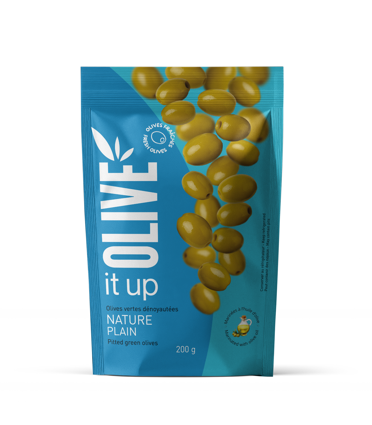 **MAINTENANT DISPONIBLE **Olives marinées Olive It Up 200g - Caisse  mixte de 25