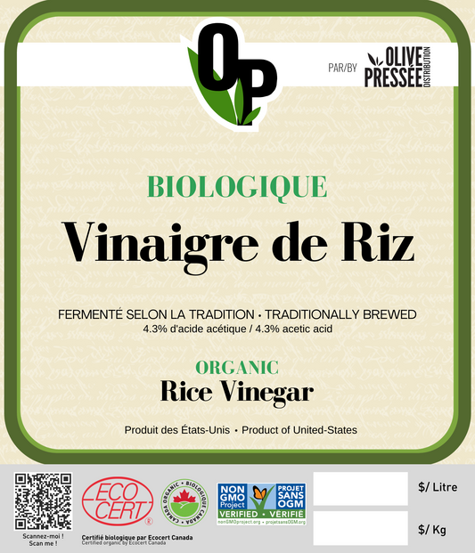VINAIGRE DE RIZ BIOLOGIQUE 43 GRAINS /  ORGANIC RICE VINEGAR 43 GRAINS - 10Litres