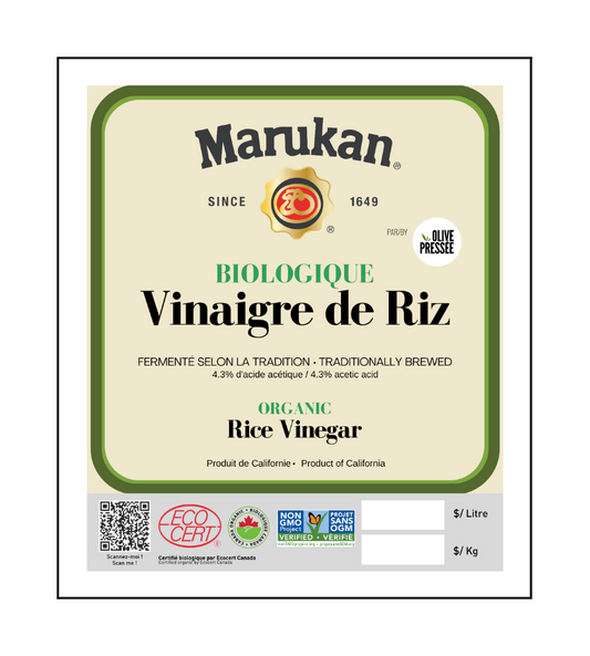 VINAIGRE DE RIZ BIOLOGIQUE MARUKAN / MARUKAN ORGANIC RICE VINEGAR